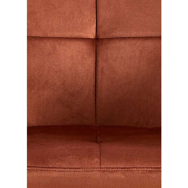 Sæt med 2 retro design spisestuestole med dekorative kvadratiske syninger, samt brunt velour sæde 10_0001532 kastanj