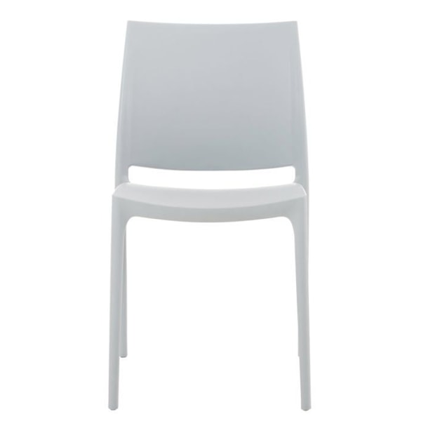 Grå havestol i simpel design, stabelbar