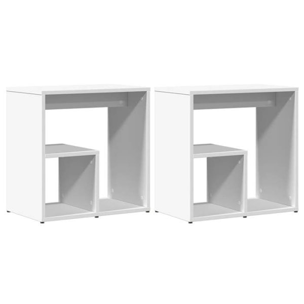 Sæt med 2 sideborde stue møbler natborde 50 x 30 x 50 cm hvidt ingeniørtræ DEC032613 Vit