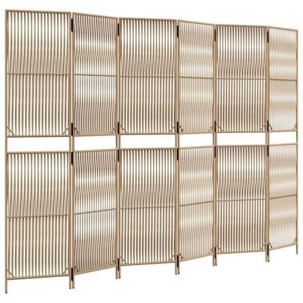 Paravent separator för rum väggpanel 6 paneler i flätad resin beige DEC031040 Beige