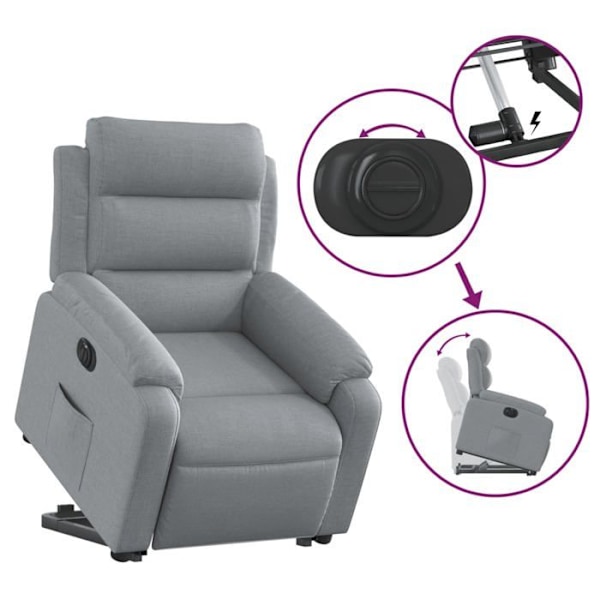 Lazy chair TV funktion med elektrisk lift, meget behagelig i lys grå stof DEC028320 Grå