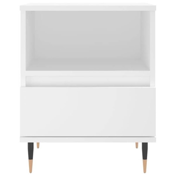 2 kpl yöpöytiä avoimella osastolla ja laatikolla, mitat 40 x 35 x 50 cm, valkoista ingenieuripuuta ja metallia, malli DEC034940 Vit