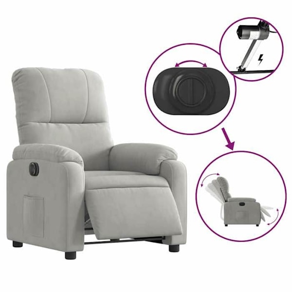 Lænestol med tv-afslapningsfunktion og elektrisk løft, meget komfortabel i grå mikrofiber DEC028330 Grå