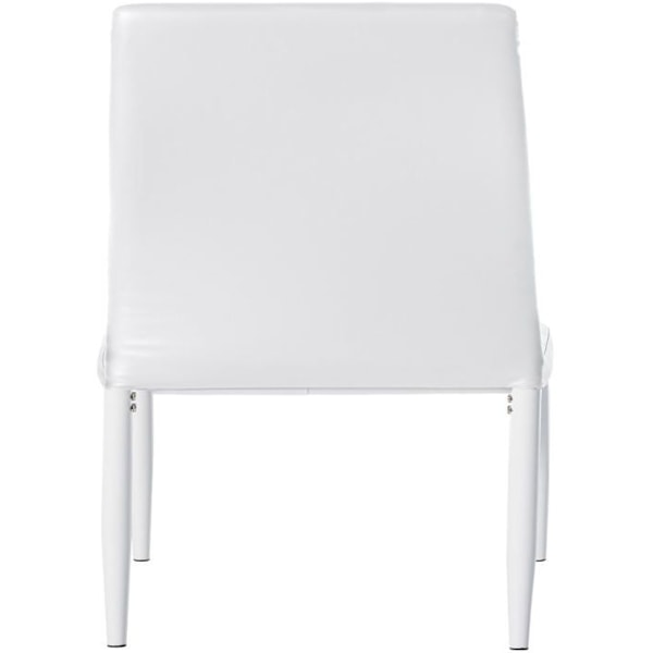 Matsalsstol x1 enkel design i vit PVC med dekorativ sömnad, vit metallram 10_0002053 Vit