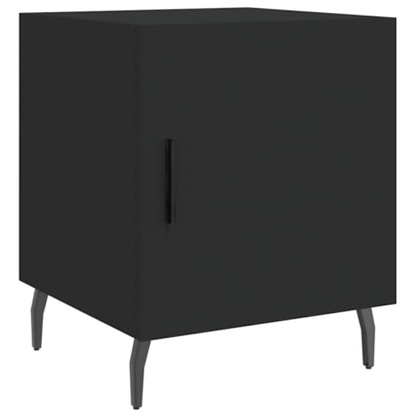 Sæt med 2 natborde med skab med dør 40 x 40 x 50 cm sort ingeniørtræ DEC035576 kastanj