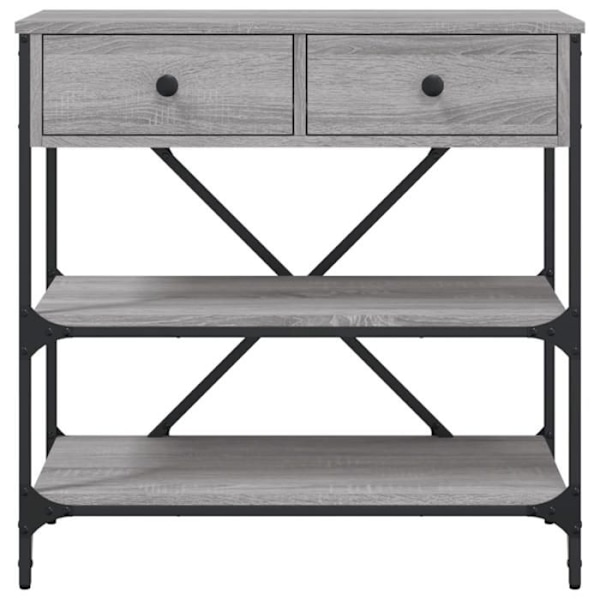 Pöytäkonsoli laatikoilla ja hyllyillä 75 x 34,5 x 75 cm harmaata insinööripuuta ja metallia DEC032244 kastanj