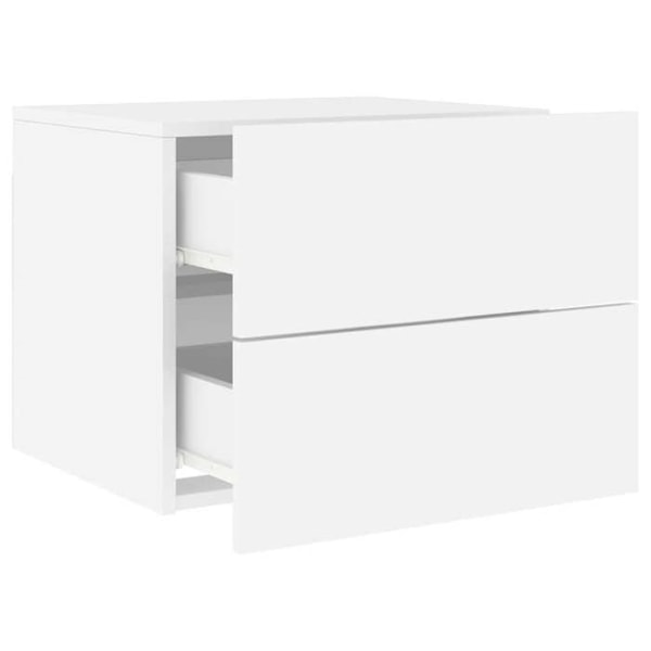 Væghængt natbord med LED-lys og skuffer 50 x 39 x 41 cm i hvidt ingeniørtræ DEC034169 Vit