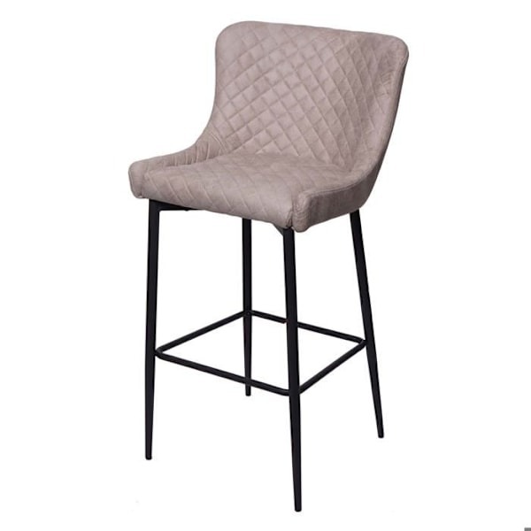 Barstol - Høj stol i gråt stof - Retro design - Metalramme