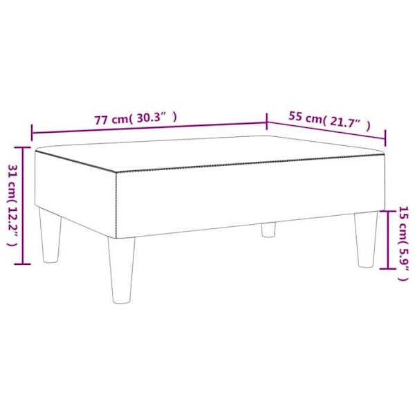 Repose fødder taburet 77 x 55 x 31 cm i sort PVC DEC030515 Svart