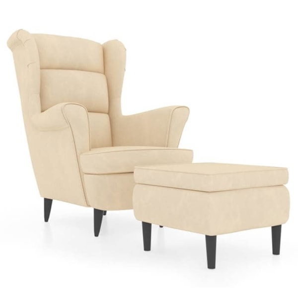 Fauteuil relax ekstra komfort med sidelænet og fodstøtte i cremevelour DEC028691 Grädde