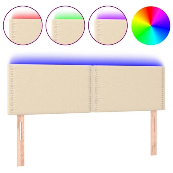 Sengegavl tilbehør til soveværelse møbel med LED 144 x 5 x 78/88 cm creme stof TDL0201641 Grädde