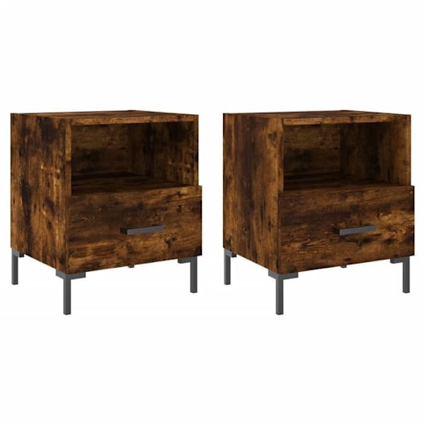 Sæt af 2 natborde med skuffe og åbent rum 40 x 35 x 47,5cm MDF i brun og metal DEC035804 kastanj