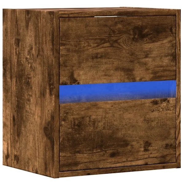 Seinänaulakkopöytä LED-valoilla 41 x 31 x 45 cm ruskeasta ENGINEERING-puusta DEC034174 kastanj