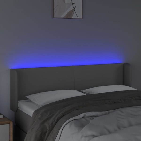 Hovedgærde til soveværelse med LED-møbler 147 x 16 x 78/88 syntetisk grå