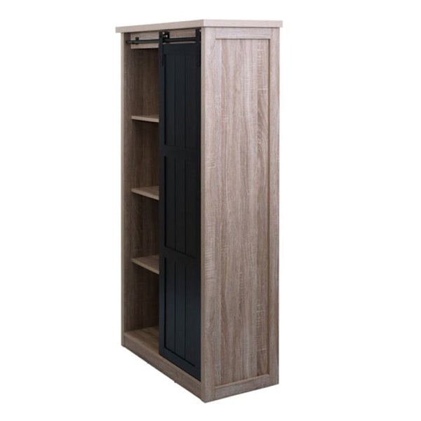 Stue møbel med skydelåger skuffe buffet 8 opbevaringsrum MDF og industrielt metal 163 x 76 x 38 cm 04_0005 Metall