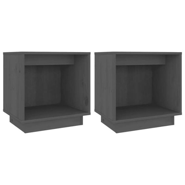 Set om 2 sängbord med öppen fack 40 x 30 x 40 cm grått furu DEC035319 kastanj