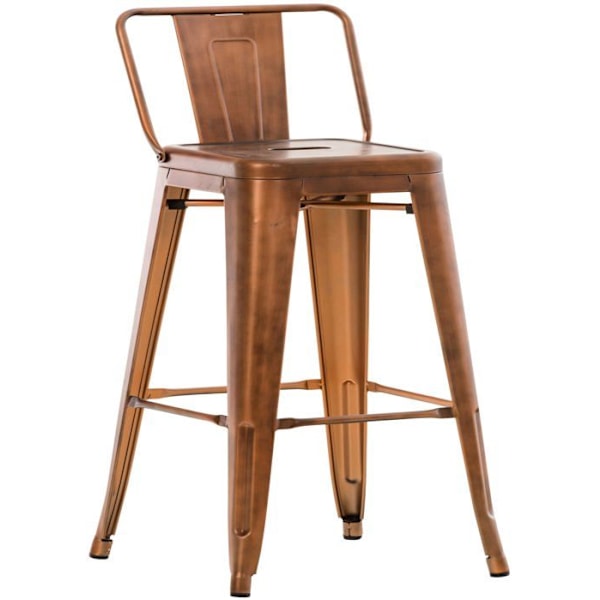 Barstol x1 industriel design med ryg og fodstøtte i metal kobber 10_0000711 Koppar