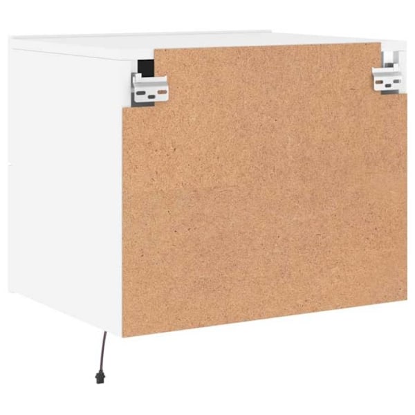Væghængt natbord med LED-lys og skuffer 50 x 39 x 41 cm i hvidt ingeniørtræ DEC034169 Vit