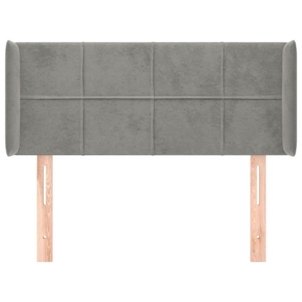 Hovedgærde - Ikke specificeret - 93x16x78/88 cm - Lysegrå velour - Klassisk stil - Robuste ben Ljusgrått