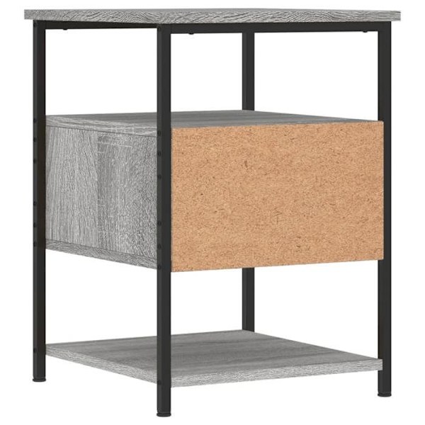 2 kpl yöpöytiä laatikolla ja hyllyllä 40 x 42 x 56cm harmaa tekninen puu ja rauta DEC035732 kastanj