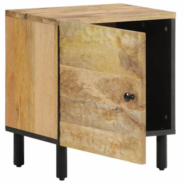 Sæt af 2 natborde med skab med dør 40 x 33 x 46 cm mango træ og jern DEC034782 kastanj