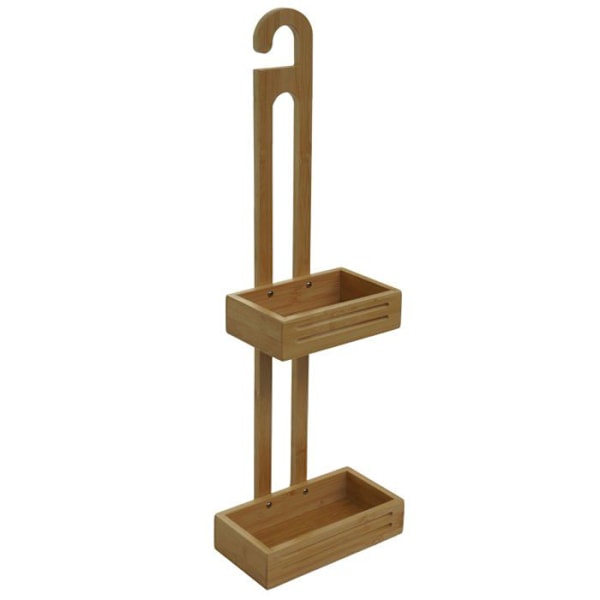 brusehylde med 2 kurve og en ophængingskrog badeværelsesorganisator i bambus 69x22x13 cm 04_0008643 Guld