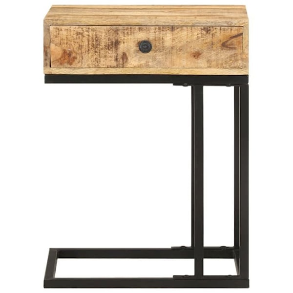 Lille sidebord med U-formet skuffe 45 x 30 x 61cm i mango-træ og stål DEC032433 kastanj