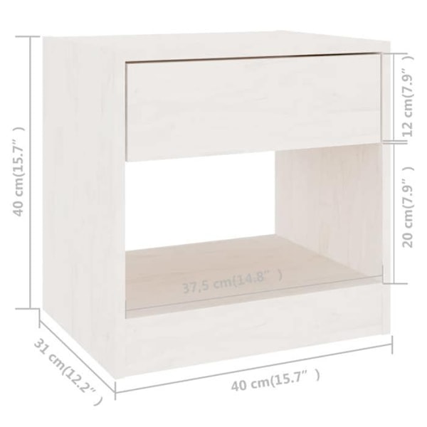 Sæt med 2 natborde med skuffe og åbent rum 40 x 31 x 40 cm hvidt fyrretræ DEC034902 Vit