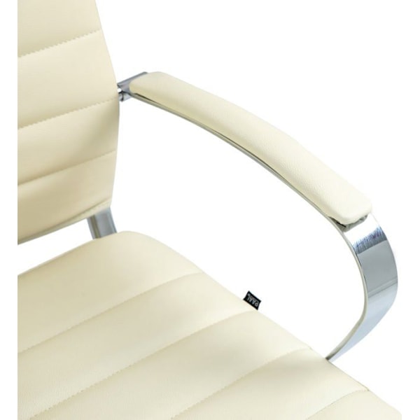 Ergonomisk design kontorstol i ægte læder creme og krom metal 10_0002564 Grädde
