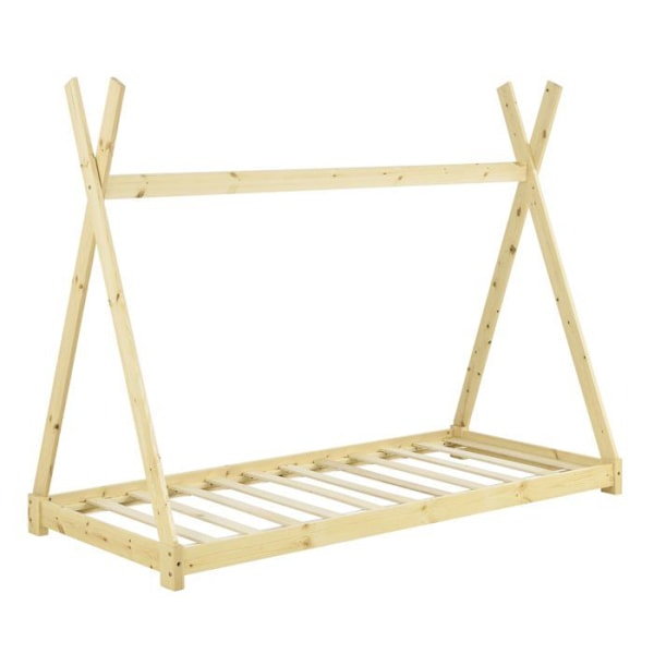 Barneseng - Ikke specificeret - Tipi - Naturlig fyrretræ - 90x200 cm - Beige