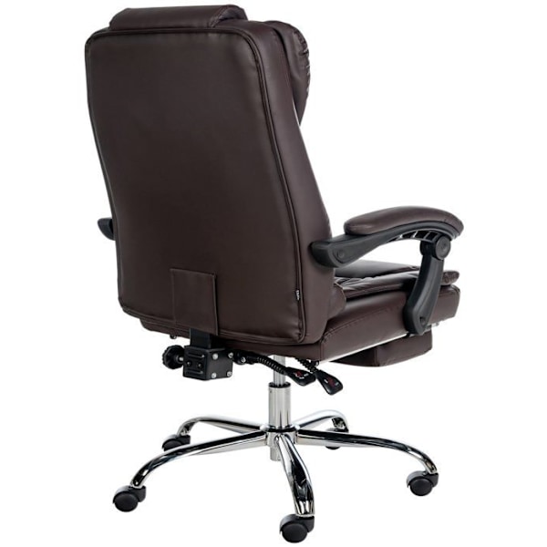 Ergonomisk kontorstol generøst polstret med fodstøtte i brun PVC og krommetal 10_0002565 kastanj
