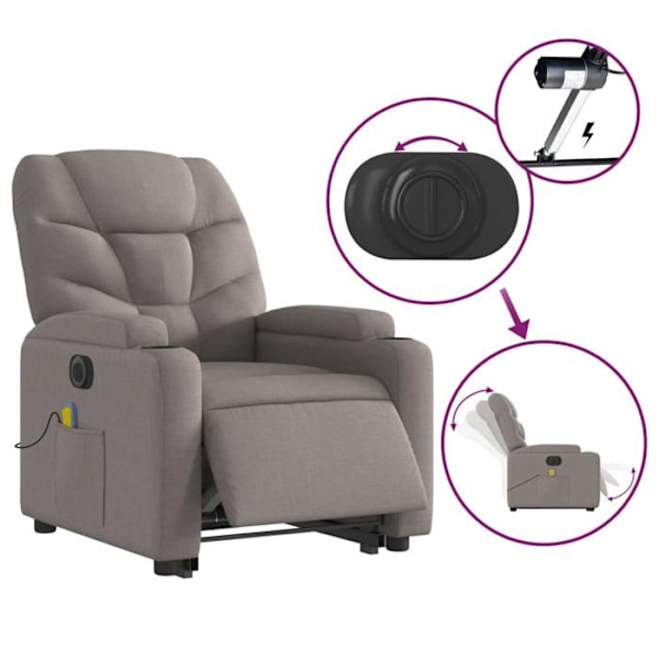 Massage- og vippestol i taupe stof DEC027869 Mol