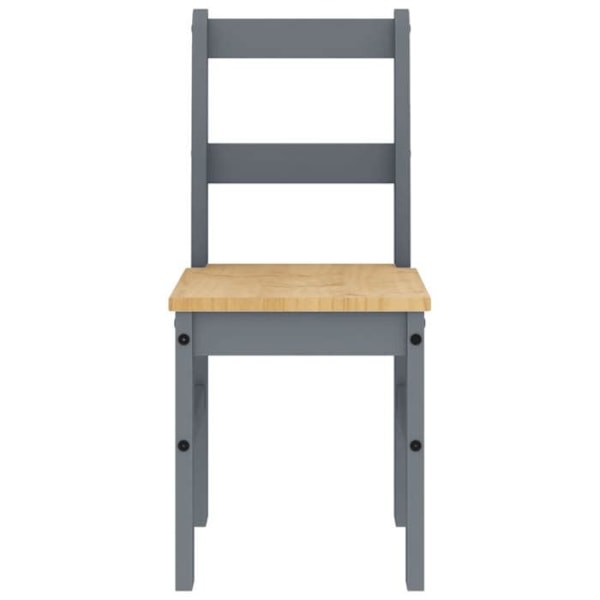 Sæt med 2 køkken- eller spisestuestole i rustik design af grå fyrretræ DEC025572 kastanj