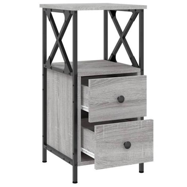 Natskab med skuffer og hylde 34 x 35,5 x 70 cm ingeniørtræ grå DEC034588 kastanj