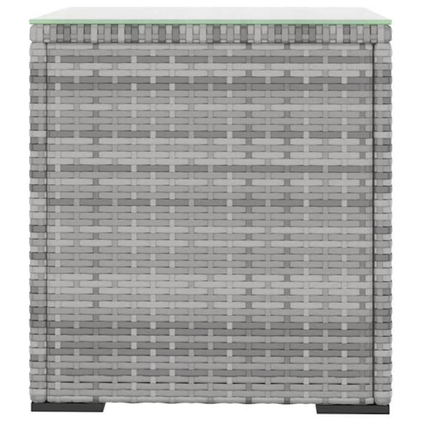 Bord för inomhus- eller utomhusbruk 40 x 37 x 40,5 cm polyrotin grå och härdat glas DEC032438 Grå