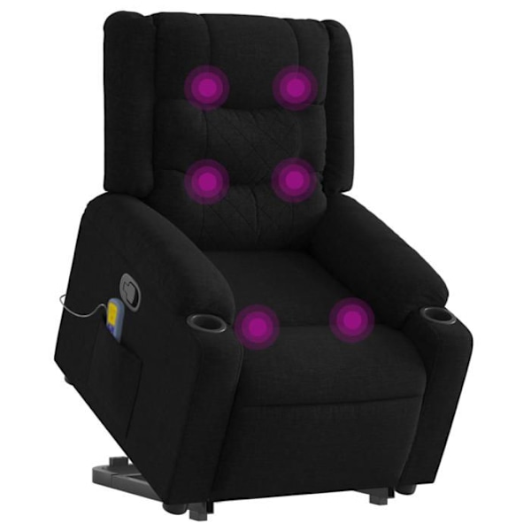 TV hvilestol med massagefunktion, justerbar, 6 massagepunkter, sort stof DEC027050 Svart