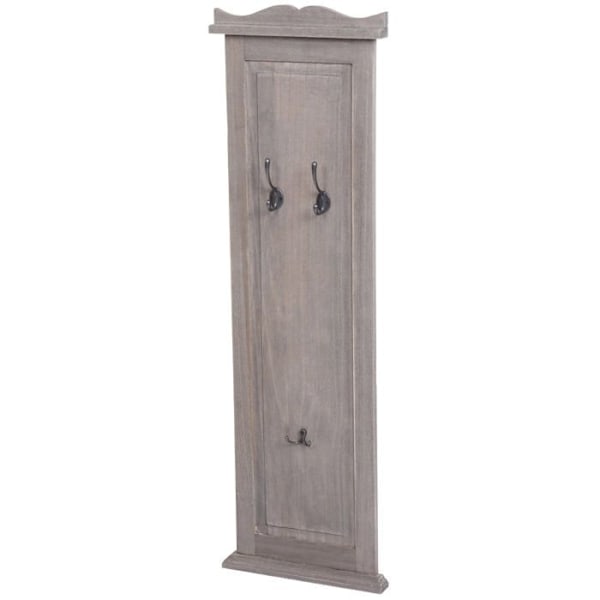 2 kappaleen seinähylly vaatekoukkuja, paneeli, koukkuja, 109 x 28 x 4 cm, harmahtava ruskea vanha puu 04_0007419 kastanj