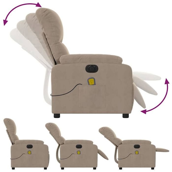 Afslapningsstol med massagefunktion og hvilestilling, 6 massagepunkter i taupe stof DEC027859 Mol