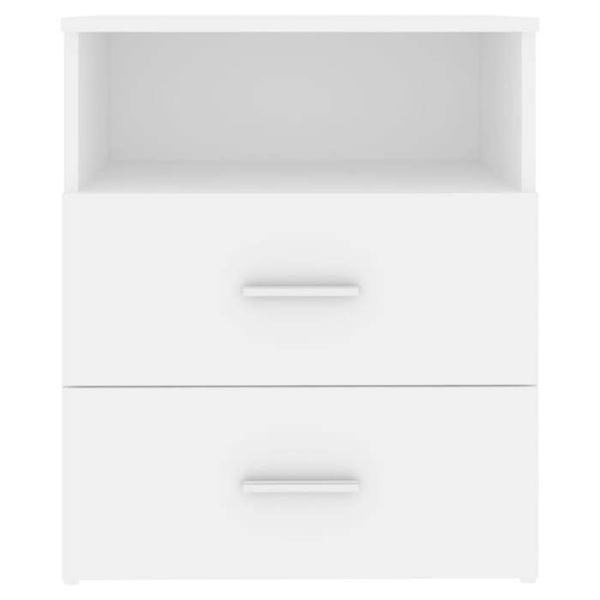 2 kpl yöpöytiä, joissa on kaksi laatikkoa ja avoin osasto 50 x 32 x 60 cm, valkoinen keinopuukaluste DEC034972 Vit