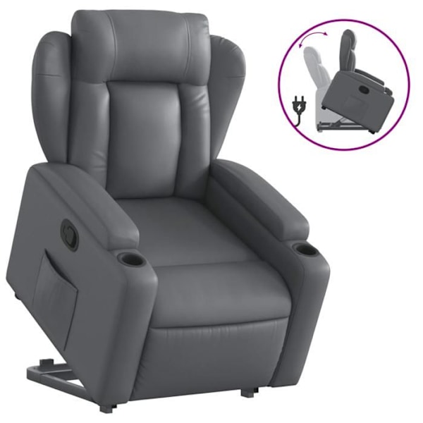 Tv-slumrest sofa med behagelig polstring, elektrisk løftefunktion i grå PVC DEC027980 Grå