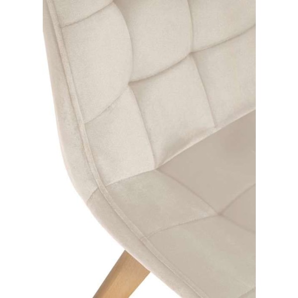 Pack med 2 designstolar för matsal i skandinavisk stil med fyrkantiga sömmar i krämfärgad sammet och ben i ljust trä 10_0001684 kastanj