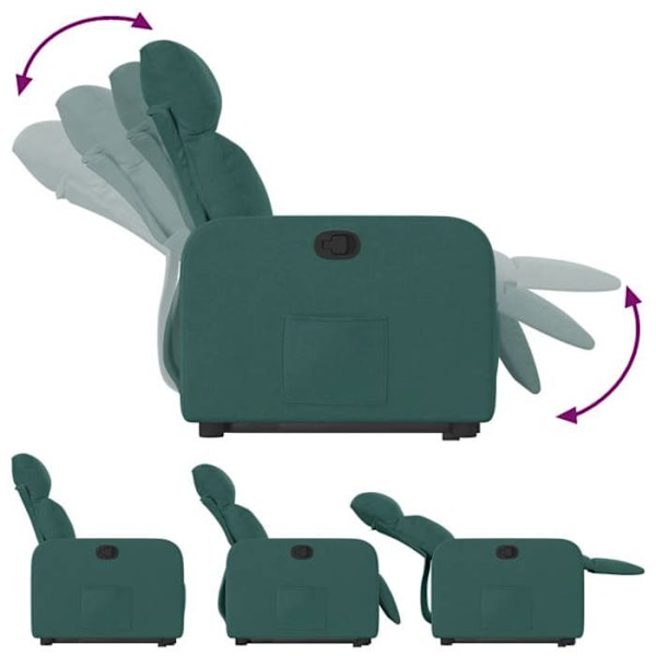 Fauteuil relax TV med komfortabel polstring, elektrisk løftfunktion i mørkegrøn stof DEC028214 Guld