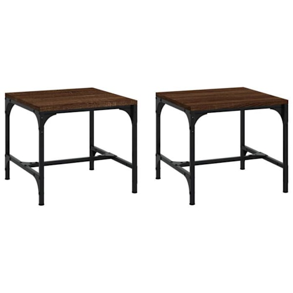 Sæt med 2 sideborde 40 x 40 x 35 cm ingeniørtræ farve egetræ brun DEC031306 kastanj