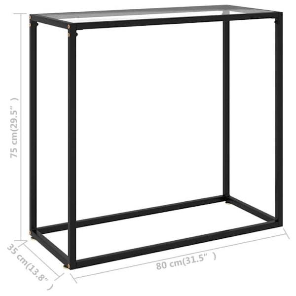 Konsolbord praktisk til en organiseret entré 80 x 35 x 75 cm hærdet klart glas og stål DEC032277 Guld