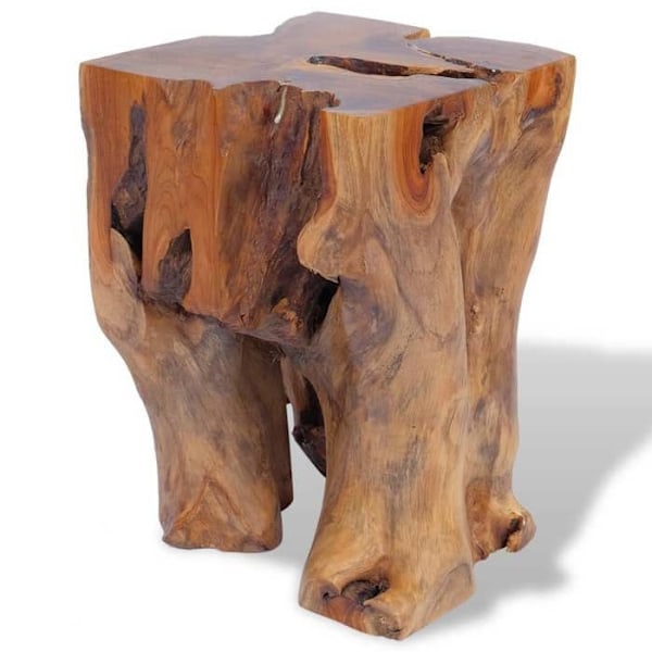 Taburett med support för växter 30 x 30 x 40 cm i massivt brunt teakträ DEC026334 kastanj