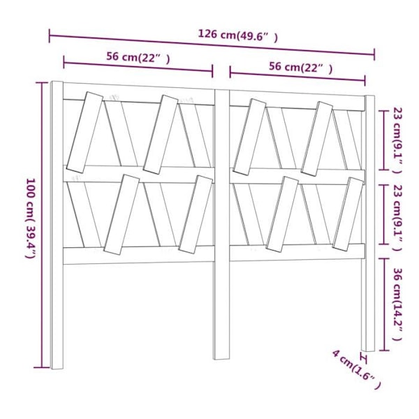 Hovedgærde - Fyrretræ - 126x100 cm - Grå farve - Moderne stil - Moderne design Grå