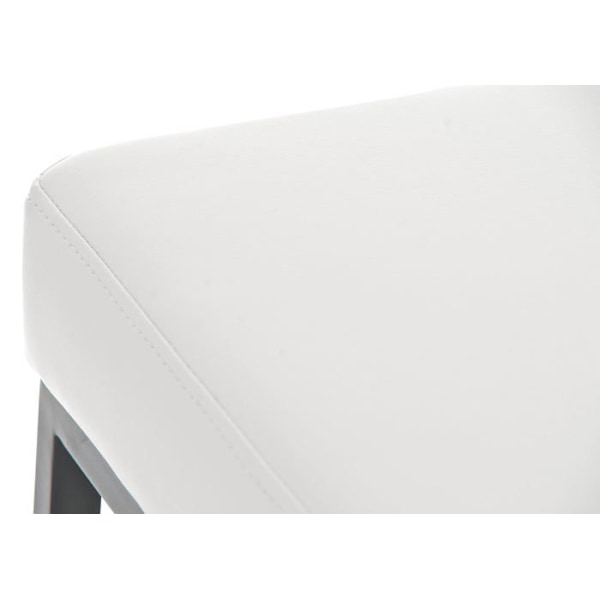 Sæt af 2 barstole med fodstøtte, enkelt design, højde 80 cm, sæde i hvid PVC, støtte i sort metal 10_0004366 Vit
