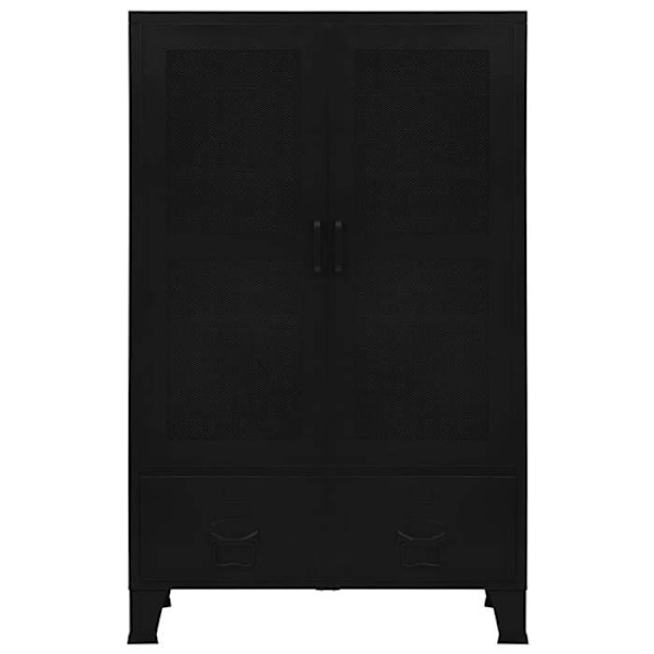 Kontor møbel opbevaringsskab med 3 rum og 2 skuffer med navneskilt 75 x 40 x 120 cm sort stål DEC024459 Svart