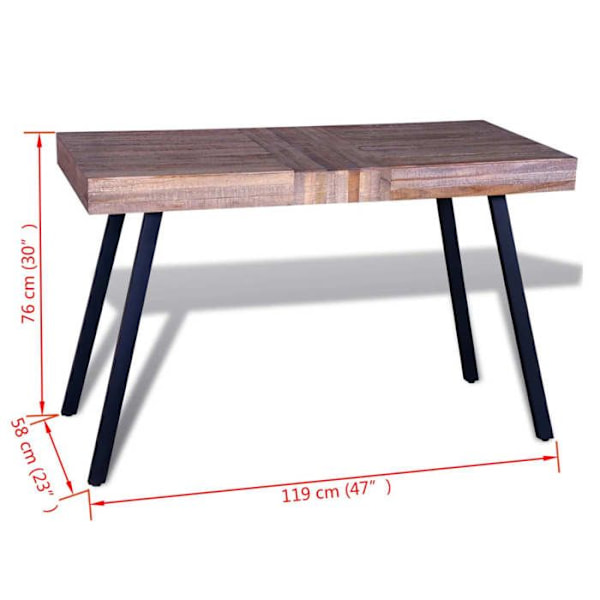 Afløbsbord 119 x 58 x 76 cm i genbrugt teaktræ og jern DEC032577 Flerfärgad