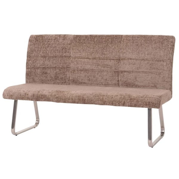 Banc spisebænk i brunt chenille stof 160 cm og børstet rustfrit stål 04_0005817 kastanj